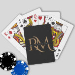Jeu De Cartes Initiales modernes Noir et Or Élégant Monogramme<br><div class="desc">Initiales Noir et Or Modernes Élégantes Cartes de Jouage Monogramme. Un design luxueux avec un double monogramme or/initiales superposées avec votre nom. Dans des couleurs élégantes et fait un merveilleux cadeau customisé.</div>