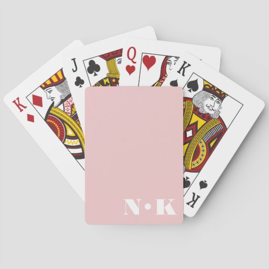 Jeu De Cartes Initiales Monogramme Moderne Rose Pâle Mariage Per (dos)