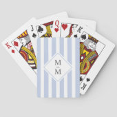 Jeu De Cartes Initiales monogrammes bleu clair pâle rayures blan (dos)