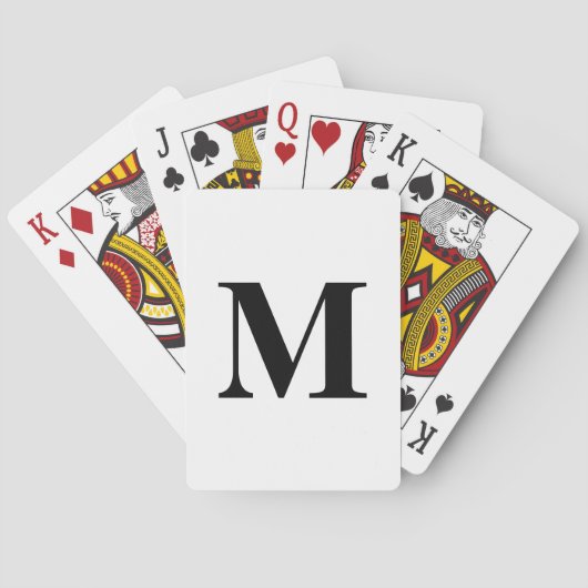Jeu De Cartes Initiales Monogrammes Noir Blanc Nom personnalisé (dos)