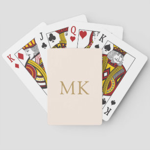 Jeu De Cartes Initiales personnalisées en or rose pâle rose