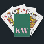 Jeu De Cartes Initiales Personnalisées Rose Vert Moderne<br><div class="desc">Ce design présente des initiales roses surdimensionnées centrées sur un fond vert foncé pour un look monogramme audacieux et moderne. Une typographie claire et un contraste élevé maintiennent le design simple et intemporel. Une touche personnelle qui se sent classique,  ludique et facile à utiliser.</div>
