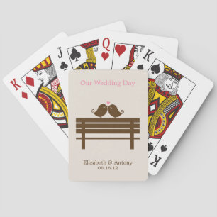 Jeu De Cartes Inséparables roses sur Park Bench