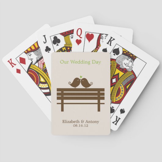 Jeu De Cartes Inséparables verts sur Park Bench (dos)