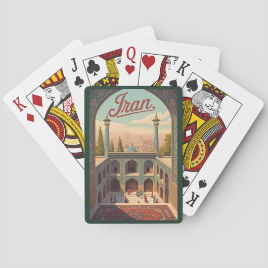 Jeu De Cartes Iran Skyline Illustration Travel Art Vintage (dos)