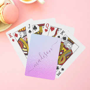 Jeu De Cartes Iridescente Girly rose Shimmer Nom personnalisé