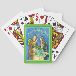 JEU DE CARTES IRLANDAIS HOUND CHIENS, ST. PATRICK'S DAY GREEN BE