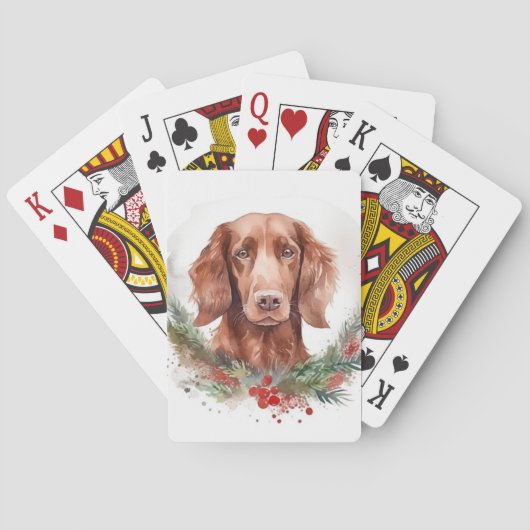 Jeu De Cartes Irlandais Red Setter Festive Wreath Pup (dos)