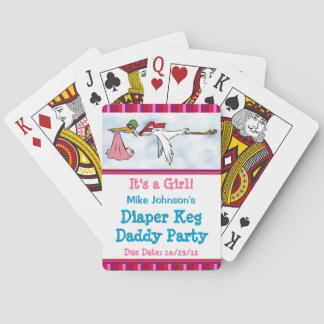 Jeu De Cartes It's a Girl Diaper Keg Personalized Playing Cards