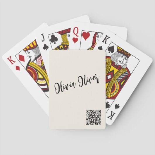Jeu De Cartes Ivory Modern Script Business Branding QR Code (dos)