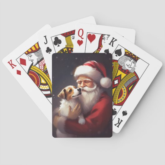 Jeu De Cartes Jack Russell Avec Noël Festif Du Père Noël (dos)