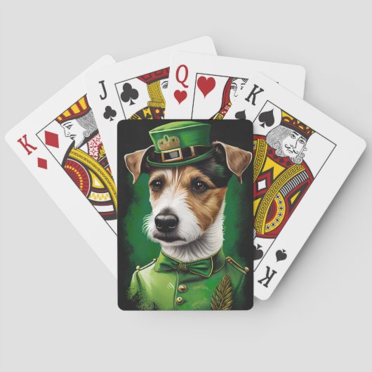 Jeu De Cartes Jack Russell Chien en robe de fête St. Patrick (dos)