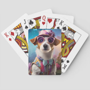 Jeu De Cartes Jack Russell, Verres roses et casquette rose