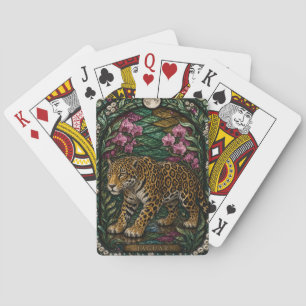 Jeu De Cartes Jaguar Rainforest River Illumina Verre Peint