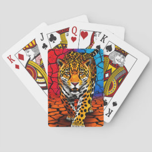 Jeu De Cartes Jaguar sur fond de terre fissurée