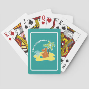 Jeu De Cartes J'aime l'art de plage tropical des capybaras