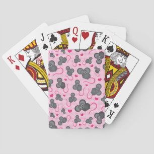 Jeu De Cartes J'aime mon motif de souris en rose