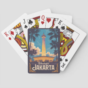 Jeu De Cartes Jakarta Indonésie Illustration Voyage Art Vintage