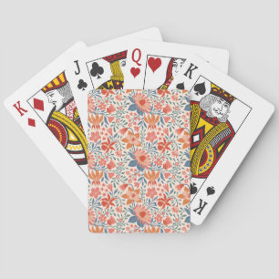 Jeu De Cartes Jardin de corail et de sarcelle sur fond beige dou
