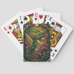 Jeu De Cartes Jardin de fleurs de colibri Illumina Verre Cathédr