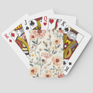 Jeu De Cartes Jardin de fleurs sauvages à l'aquarelle floral pêc