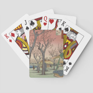 Jeu De Cartes Jardin de prune fleuri d'arbre japonais