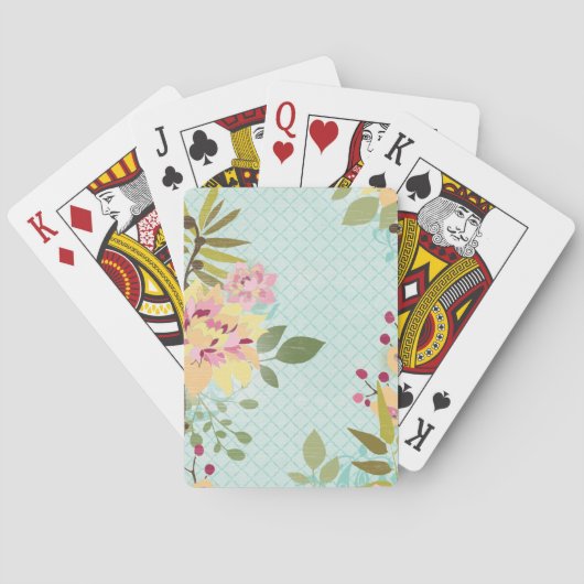 Jeu De Cartes Jardin Floral, Arrière - plan Bleu (dos)
