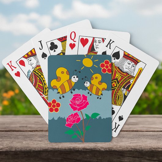 Jeu De Cartes Jardin Floral Rose et abeilles