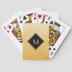 Jeu De Cartes Jaune balayé élégant avec le monogramme simple