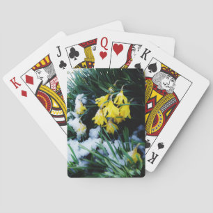 Jeu De Cartes Jaune Daffodils fleurs dans la neige