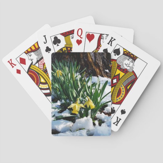 Jeu De Cartes Jaune Daffodils fleurs dans la neige (dos)