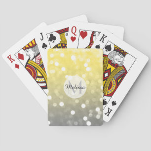 Jeu De Cartes Jaune gris brillant livre abstrait Monogramme