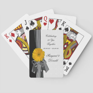Jeu De Cartes Jaune marguerite noir blanc Pois Mariage