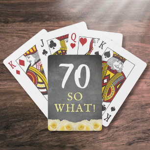Jeu De Cartes Jaune Rose Chalkboard Floral 70e anniversaire