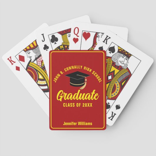 Jeu De Cartes Jaune rouge fête de graduation sur mesure (dos)