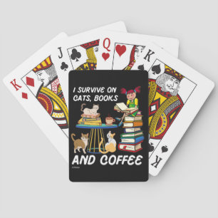 Jeu De Cartes JE SURVIVE SUR LES CHATS, LIVRES ET CAFÉ drôle cha