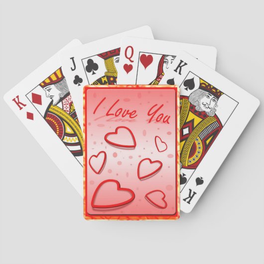 Jeu De Cartes Je t'aime avec les coeurs Arrière - plan rose (dos)