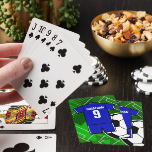Jeu De Cartes Jersey de soccer personnalisé bleu avec blanc
