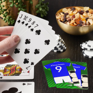 Jeu De Cartes Jersey de soccer personnalisé bleu et blanc
