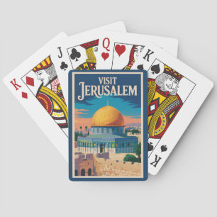 Jeu De Cartes Jérusalem Israël Illustration Voyage Art Vintage