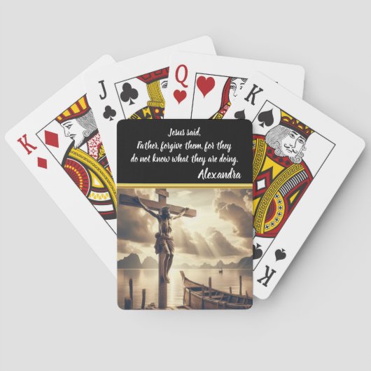 Jeu De Cartes Jésus accroché à la croix au-dessus d'un lac (dos)