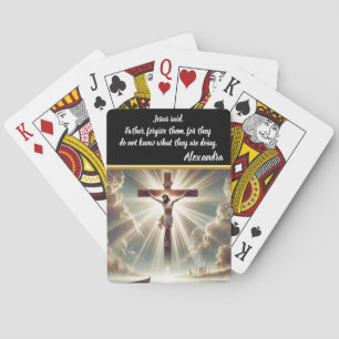 Jeu De Cartes Jésus accroché au crucifix sur l'eau