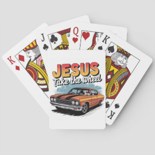 Jeu De Cartes Jesus Prend le Volant Voiture Musclée Vintage