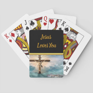 Jeu De Cartes Jésus suspendu à une croix de crucifixion chrétien