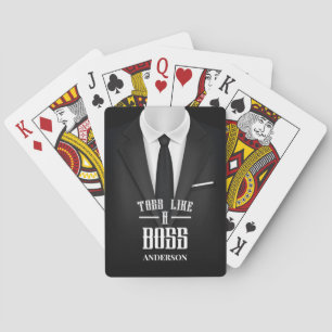 Jeu De Cartes Jetez Comme Un Costume Noir Boss Avec Cravate Nom 