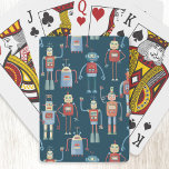 Jeu De Cartes Joli 1950s Style Rétro Robot Motif foncé<br><div class="desc">Des robots de style 1950 rétro à l'aspect agréable et serviable. Grand-père les a probablement fait dans son hangar. Intelligence artificielle,  mais pas d'une manière effrayante.</div>