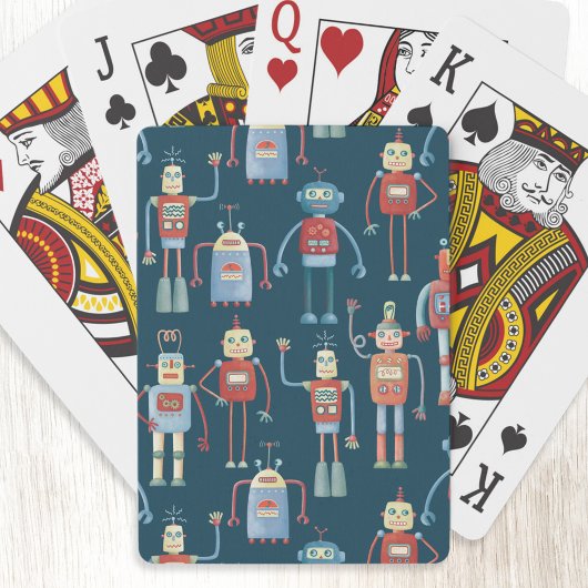 Jeu De Cartes Joli 1950s Style Rétro Robot Motif foncé