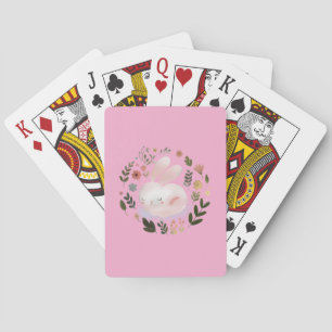 Jeu De Cartes Joli Art de nurserie de couronne florale de lapin