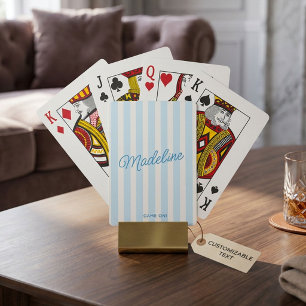 Jeu De Cartes Joli bleu côtier rayé personnalisé moderne