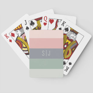 Jeu De Cartes Joli bloc de couleur pastel monogramme 